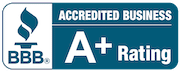 Better Business Bureau A+ rating badge for NextLevel Garage Co. garage door repair in Bainbridge Island, WA